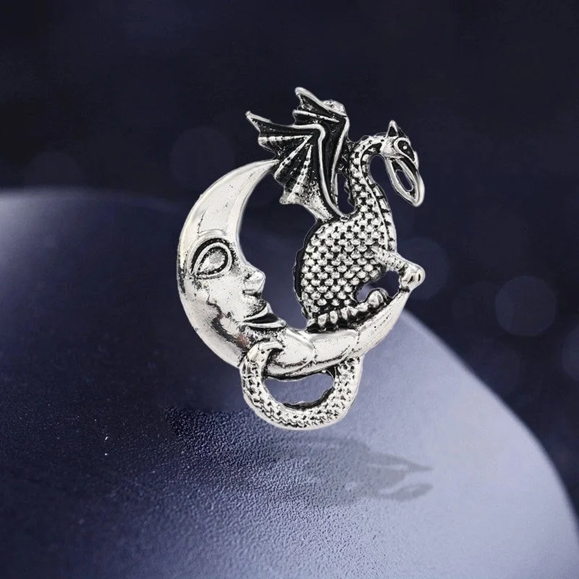 DRAGON & MOON BROOCH